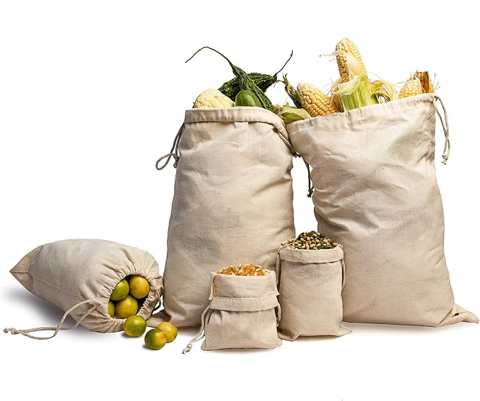 4x6 inches Natural Cotton Double Drawstring Reusable Produce Muslin Bags – Multipurpose Drawstring Storage Pouch for Everyday Use (Pack Of 1) by Unknown
