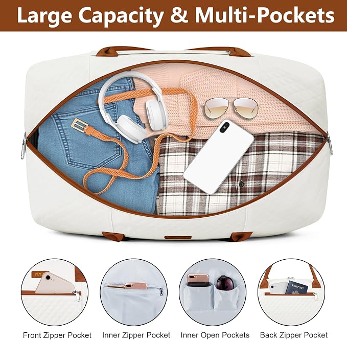 ITIEZY Weekender Bag for Women 21.5" Travel Duffel Large Carry On Bag 3PCS | Nylon Duffel Bag with Waterproof Shoe Compartment, Crossbody Bag and Toiletry Bag, Travel Weekend Hospital Overnight Gym Bag - Image 3