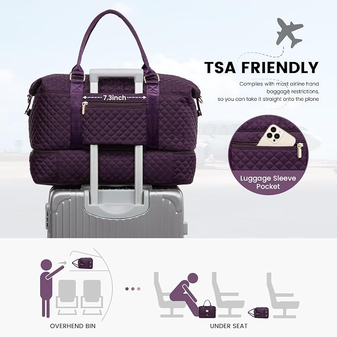 LOVEVOOK Travel Duffle Bag,Weekender Bags for Women with Shoe Compartment，Carry on Overnight Bag with Toiletry Bag,Gym Duffel Bag with Wet Pocket, Hospital Bags for Labor and Delivery - Image 4