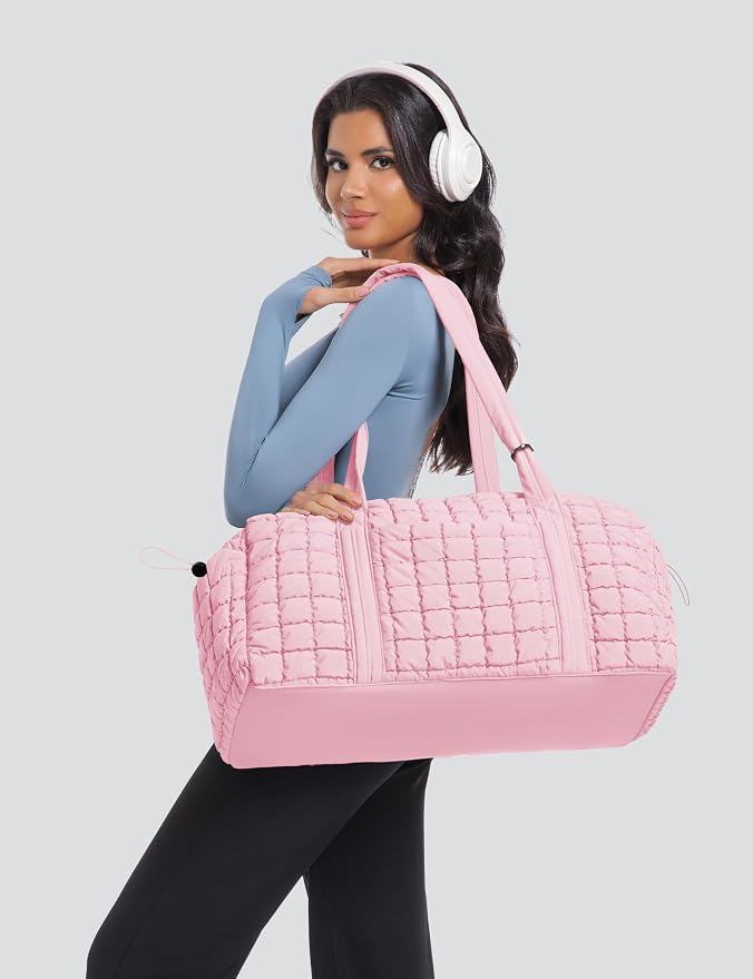 Quilted Travel Duffle Bag Puffer Weekender Bag Overnight Bag Duffel Gym Bag | Medium Soft Puffy Carry-On for Women, Large Lightweight Personal Item Travel Bag for Trips Business Sport Airplane Hospital - Image 3