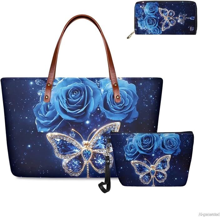 GIFTPUZZ Women Top Handle Bags Handbags with Zipper Leather Wallet Cash Card Phone Holder and Makeup Bag Set 3pcs - Image 3