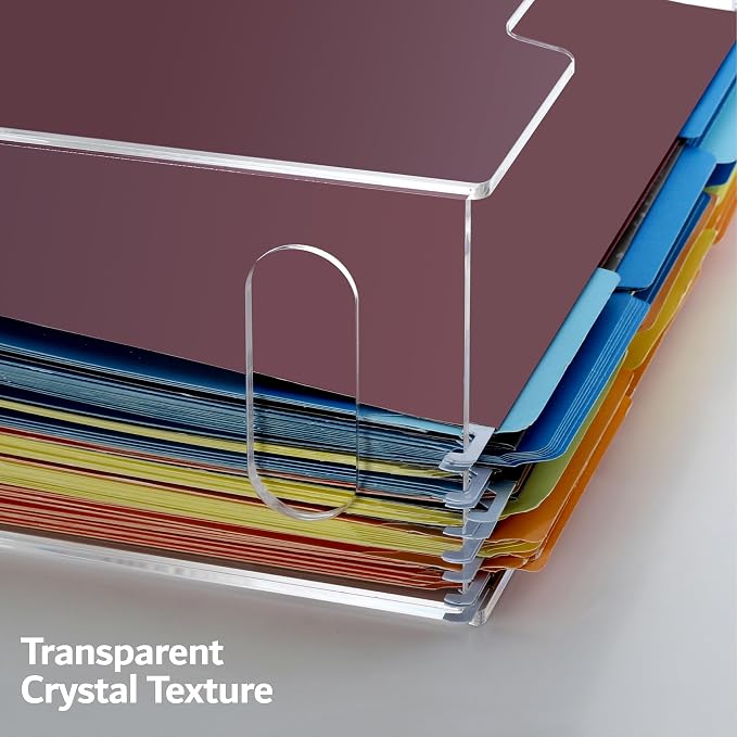 Acrylic File Organizer Box with Handles, Portable Letter Size Hanging File Folder Box, Desktop Filing Organizer for Home, Office - 1 Pack - Image 7