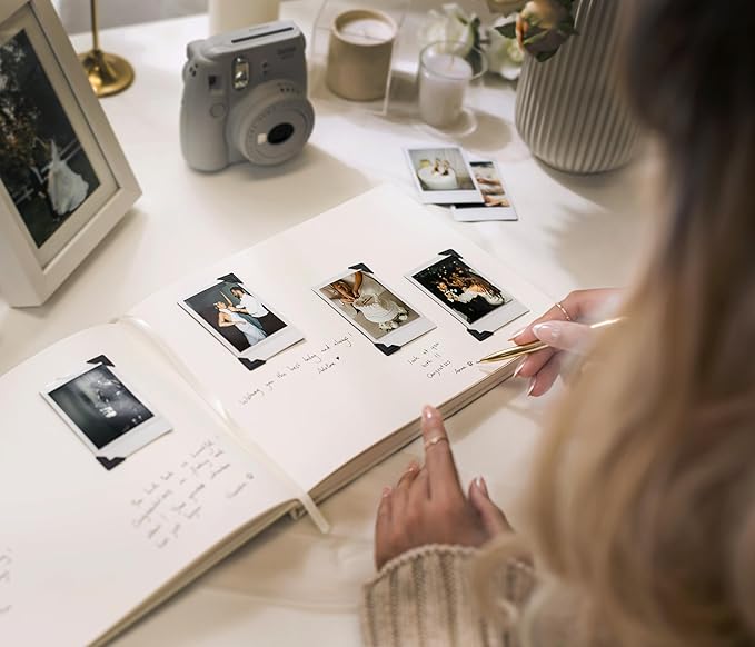 Personalized Guest Book - 11.5" x 8.5" Premium Custom Guest Signing Book with Bookmark and Blank Pages for Wedding Reception Table Decoration Engagement Birthday Party Event, Wine - Image 4