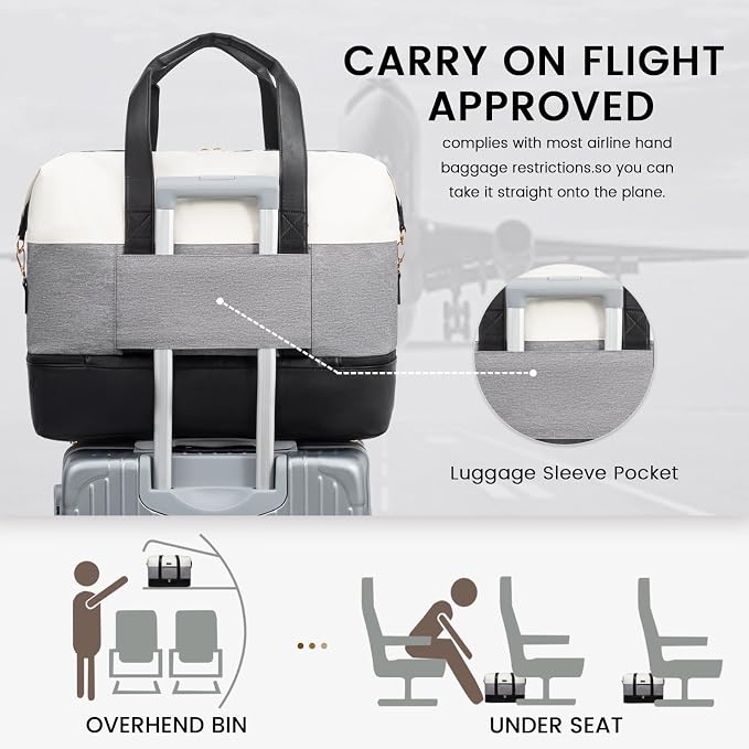 LOVEVOOK Weekender Bag for Women, Large Duffle Bag for Travel with 2 Packing Cubes, Carry on Overnight Bag with Shoe Compartment, Mom Hospital Bags for Labor and Delivery - Image 3