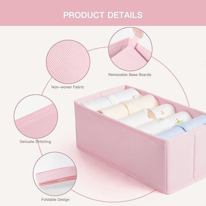 Drawer Organizer Clothes, 21 Pack Dresser Organizer for Baby Clothes, Underwear, Sock - Foldable Closet Organization and Storage Dividers Bins for Nursery, Bedroom (Pink) - Image 5