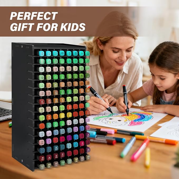 Marker Organizer,120 Slots Marker Storage with Divider,Black | Marker Holder,Adjustable Marker Rack for Pens,Colored Pencils,Art Brushes,Home Office Art Room and Classroom Desk Organizer - Image 5