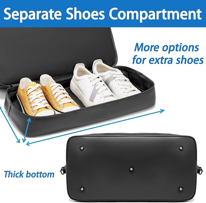 Canvas Duffle Bag for Travel, Weekender Overnight Bag for Women Men with Shoe Compartment Carry on Duffle Bags for Airplanes Gym Sport Business Bag - Image 7