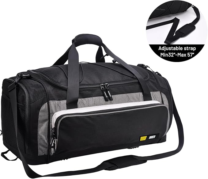 MIER Large Gym Bag for Men 60L Duffel Bag with Shoe Compartment | Lightweight & Durable Sports Duffles; Suited for Workout Fitness Travel Weekender; Water Resistant; Adjustable Shoulder Strap - Image 5