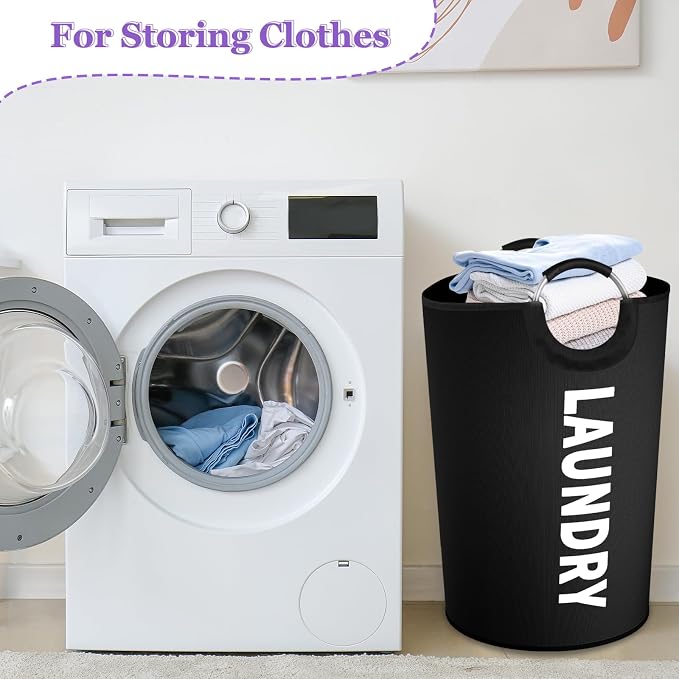 125L Extra Large Laundry Basket with Handles, Collapsible Clothes Hamper for Bedroom, Independent Dirty Clothes Basket, Portable Laundry Bin for Hotel, Dorm, Black - Image 9