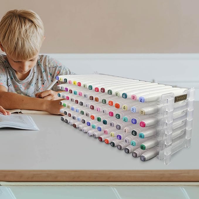 Universal 6 Layers Tray Universal Marker Storage Rack, Penholder Display for 90 Pens SN01 Pencil Organizer Holder for Desk (Clear-6 layers) - Image 9