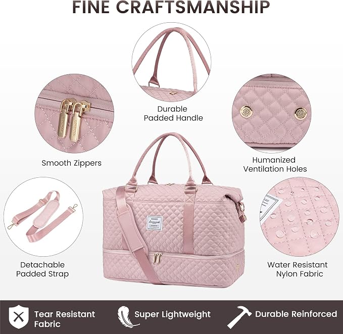 LOVEVOOK Travel Duffle Bag,Weekender Bags for Women with Shoe Compartment，Carry on Overnight Bag with Toiletry Bag,Gym Duffel Bag with Wet Pocket, Hospital Bags for Labor and Delivery - Image 6