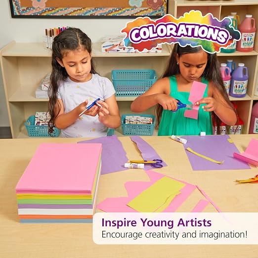 Colorations Construction Paper for Kids - 7 Bright Colors - 600 Bulk Sheets of 9"X12" - Assorted Pack of Heavy-Duty Craft Paper, Bulk School Supplies | 600 Sheets Bright Colored Paper, Bulk Arts & Crafts, School Supplies, Drawing, Coloring, 3D Art - Image 5