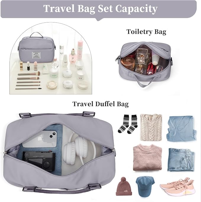 Weekender Bags for Women, Personal Item Travel Bag with Shoes Compartment | Overnight Travel Duffel Bag with Toiletry Bag, Airplane Friendly Carry-On Bag - Image 3