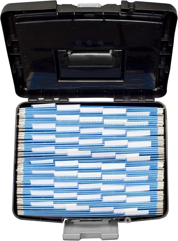 Storex 61504B02C Portable File Box with XL Lid, 11 x 13-1/2 x 11 Inches, Black - Image 5