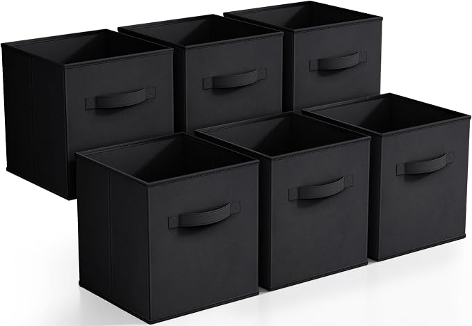Sorbus Foldable Storage Cubes - 6 Pack, 11 Inch, Black, Fabric, Foldable, Storage and Organization, Versatile Use, Collapsible Storage, Lightweight and Durable by Sorbus
