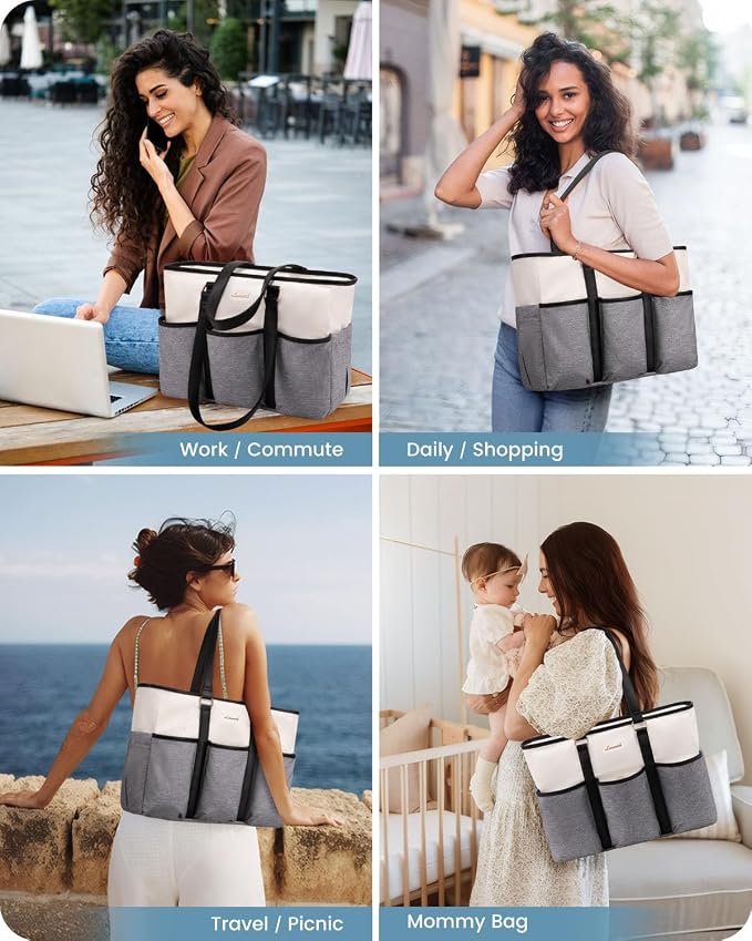 LOVEVOOK Nurse Work Tote Bag for Women With Large Cup Holder, Teacher Tote Laptop Bag for Women, Utility Bag For Work/Travel/College/Daily, Professional Computer Purse Handbag, 15.6 Inch - Image 6