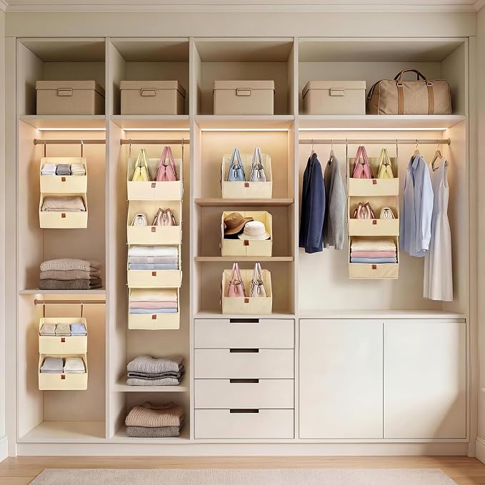 4-Tier Modular Sturdy Hanging Closet Organizer, Heavy-Duty Detachable Clothes Hanging Shelves with Reinforced Zippers and 8 Durable Hooks, Hanging Camper Organizer for Bedroom, RV, Nursery - Image 2