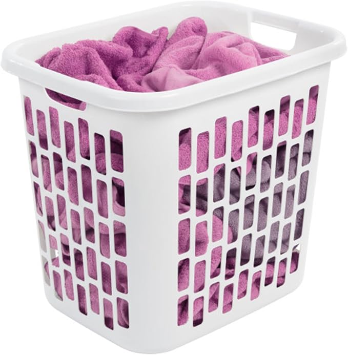 Sterilite Easy Carry Laundry Hamper, Ventilation Holes and Handles to Carry Clothes Between the Laundry Room and Bedroom, Plastic, White, 4-Pack - Image 7
