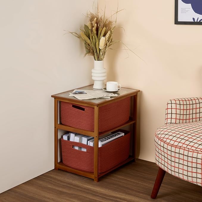 MiniArk Large Storage Baskets for Organizing, 17 x 13 x 7.5” Closet Shelf Baskets for Clothes Blanket Towels, Baby Nursery, Toy Bins Box, Woven Rope Baskets, 4 Packs Oxide Red - Image 8