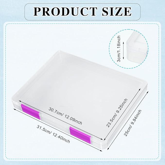 6 Pcs Clear Paper Storage Box,12.4 x 9.84 x 1.18 Inches,Colorful | A4 Plastic File Box Document Paper Organizer Storage Board Game Project Cases Containers with Buckle for Craft, Magazine - Image 2