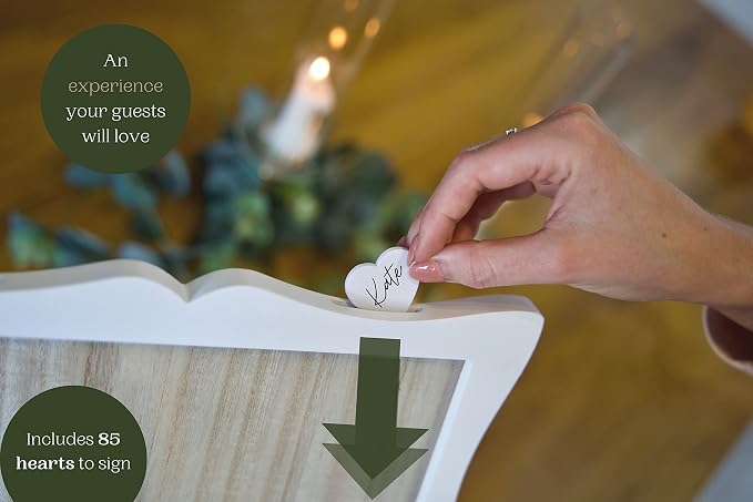 Wedding Guest Book Alternatives | Drop Top Frame 85 hearts | Large photo insert | Unique guestbook alternatives baby shower | guest book alternatives birthday party | retirement | funeral guest book - Image 3