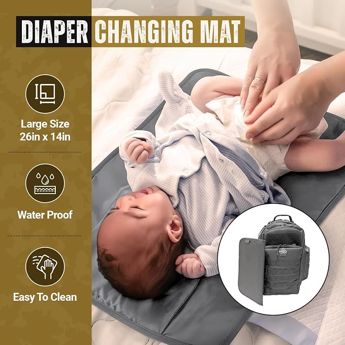 Diaper Bag Backpack with Diaper Changing Mat - Waterproof Military-Grade Baby Travel Bag - Spacious Design for Moms and Dads on the Go with Toddlers Baby Bag - Gunmetal Gray - Image 6