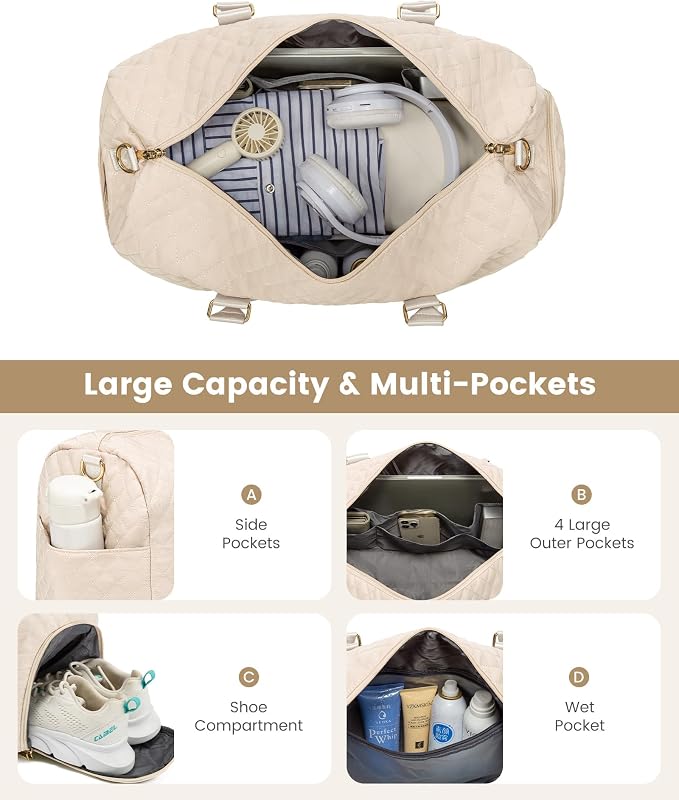 LOVEVOOK Travel Duffle Bag, Weekender Bag for Women with Toiletry Bag, Carry on Overnight Bag with Shoe Compartment, Gym Duffel Bag with Wet Pocket, Mommy Hospital Bags for Labor and Delivery - Image 3