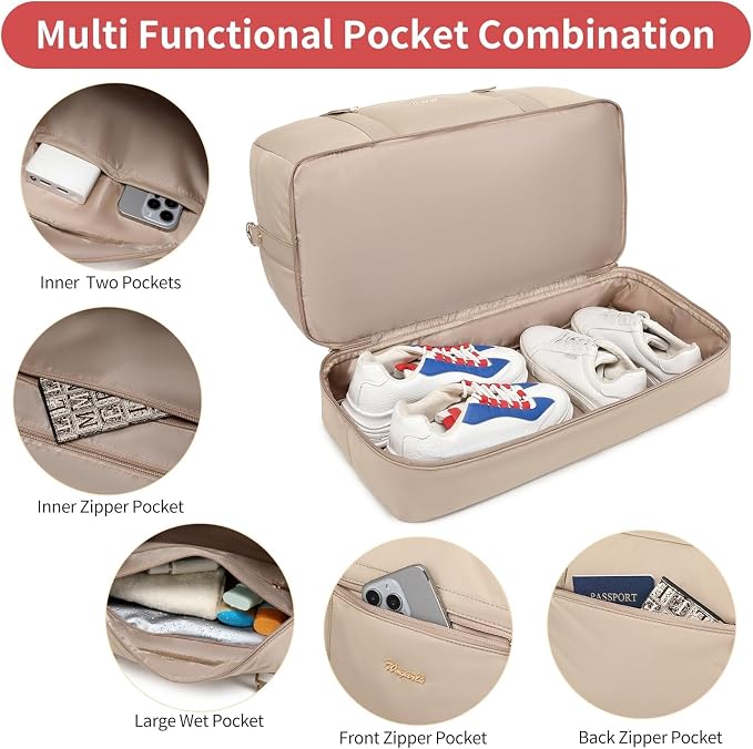 4PCS Weekender Bags for Women Large Overnight Weekend Travel Duffel Bags | Travel Bag Carry-on Tote Hospital Bag with Shoe Compartment Crossbody Toiletry Bag for Travel Business Gym Water Resistant - Image 4