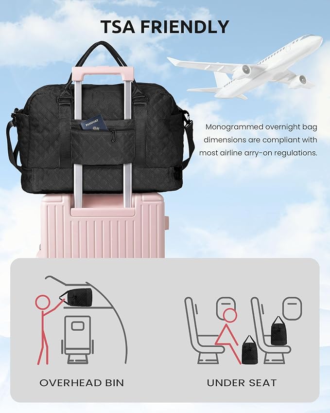 Customized Gifts for Women/Mom-Duffle Bag with Shoe Compartment | Personalized Weekender Bag, Monogram Overnight Bags, Travel Bags with Makeup bag, Birthday Gift for Kid (Letter O) - Image 4