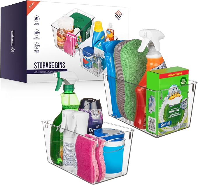 ClearSpace Clear Plastic Storage Bins – Perfect Kitchen Organization and Storage or Pantry Storage – Fridge Organizer, Pantry Organization and Clear Storage Bins, Cabinet Organizers | Plastic storage bin for pantry organization, kitchen storage, and re... by ClearSpace