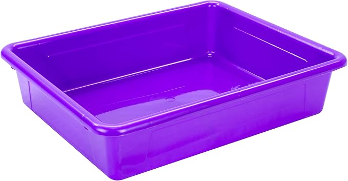 Storex Letter Size Flat Storage Tray – Organizer Bin for Classroom, Office and Home, Violet, 5-Pack (62521A05C), 10 x 13 x 3 Inches - Image 4