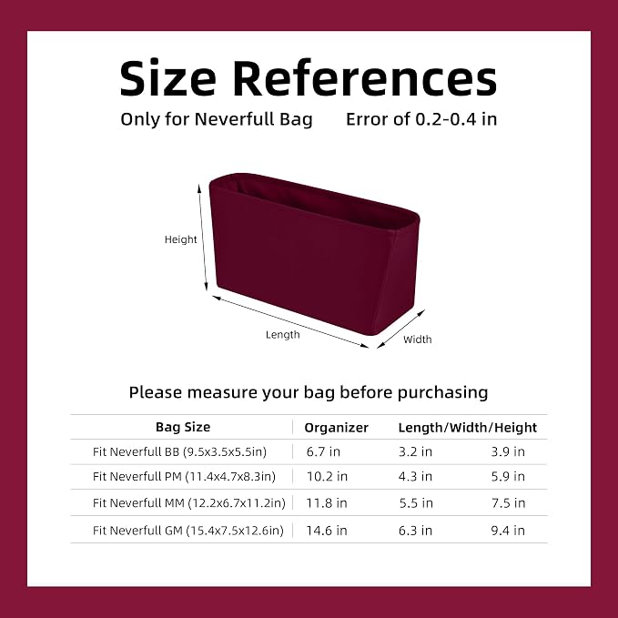 DGAZ Purse Organizer Insert Fits Neverfull-Mini/PM/MM/GM Bags，Silk Bag Organizer，Luxury Handbag & Tote Shaper（GM, Rouge H） | Soft and Lightweight,Perfect Fit,Multi-pocket Storage,Bag Protector,Luxury Bag Care,Handmade,for Smooth Bag Organizer - Image 7