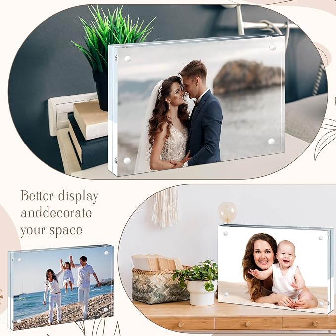 Handepo 30 Pack 5 x 7 Inch Clear Acrylic Picture Frames Double Sided Magnetic Photo Frames 20mm Thickness Frameless Desktop Display Freestanding for Bedroom Living Room Home Office - Image 5