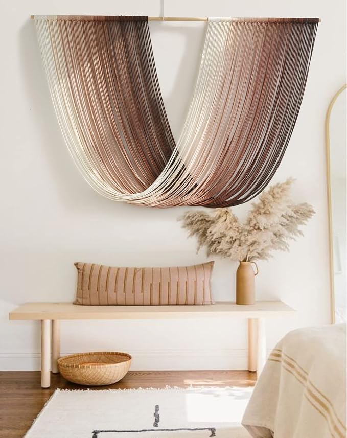 Flber Tie-Dye Macrame Wall Hanging Large Bohemian Yarn Tapestry Wall Décor,59" Wx 35" L | Large Dip Dye Design, Living Room Sofa Backdrop, Bedroom Boho Accent, Handwoven Yarn Texture, Statement Fiber Wall Art - Image 2