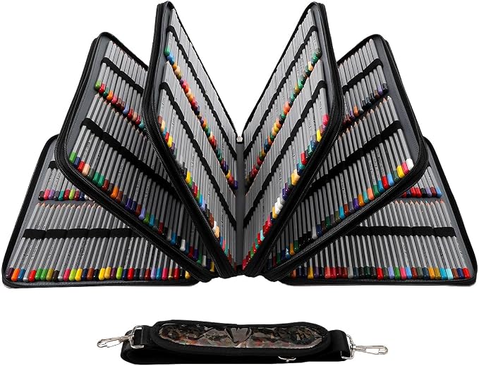 Large Capacity Colored Pencil Case - 500 Slots PU leather with Zipper Closure Portable Organizer for Watercolor Pencils Ideal for Artists（Black） - Image 3