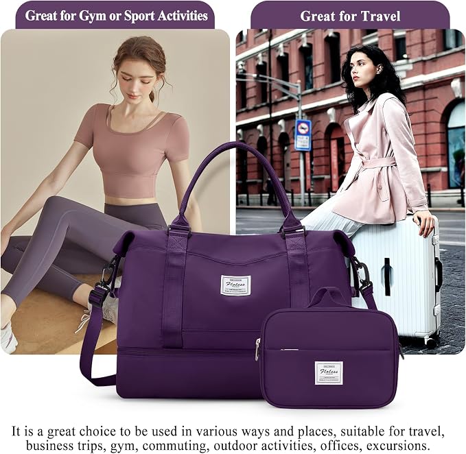 Weekender Bags for Women, Personal Item Travel Bag with Shoes Compartment | Overnight Travel Duffel Bag with Toiletry Bag, Airplane Friendly Carry-On Bag - Image 9
