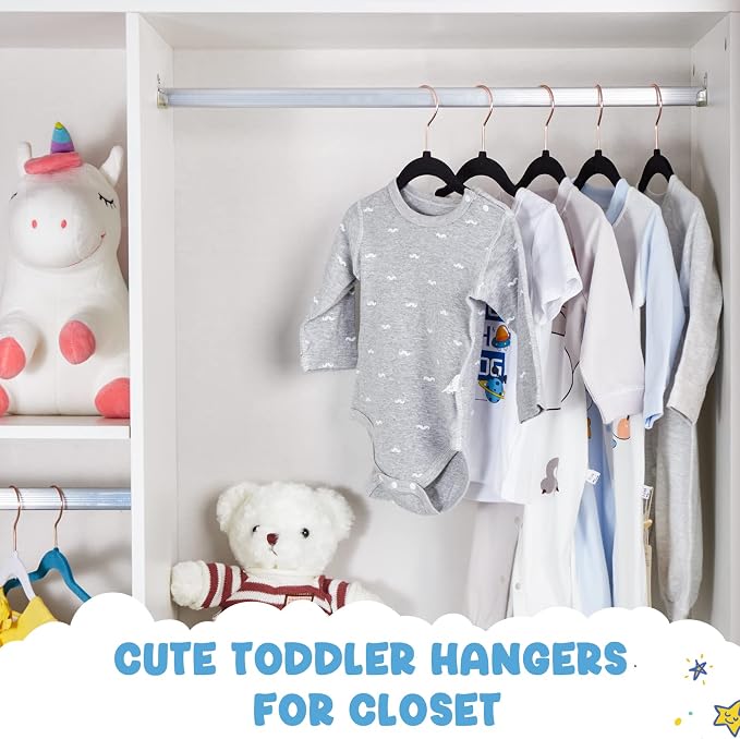 HOUSE DAY Velvet Baby Hangers for Closet, Kids Hangers Velvet 60 Pack, Non Slip Toddler Hanger 11.8 Inch, Durable Childrens Hanger for Newborn Baby Clothes- Black | Black Non Slip Toddler Hanger 11.8 Inch, Durable Childrens Hanger for Newborn Baby Clot... - Image 5
