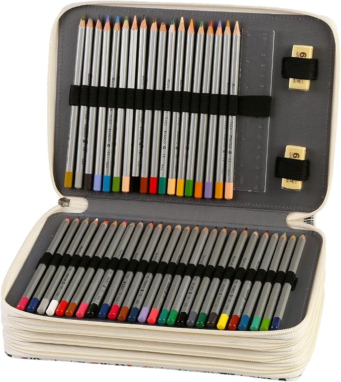 200 Slots Colored Pencil Case Organizer, 4 Layer Bag | Twill Oxford fabric,203 elastic loops,detachable handle,for travel, home storage,drawing tools,creative gifts - Image 3