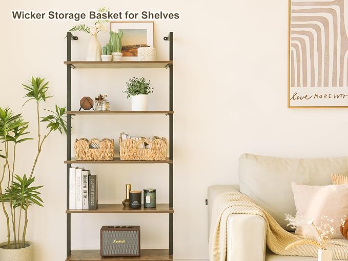 StorageWorks Scalloped Basket for Shelves, Water Hyacinth Storage Baskets | Woven Baskets for Storage, Wicker Storage Baskets for Shelves, Large Wicker Basket, Shelf Basket with Handles, 2 Pack - Image 7