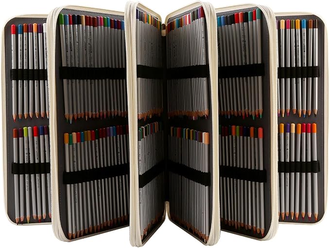 480 Slots Pencil Case, 5-Layer Organizer with Shoulder Strap | 5-layer twill oxford case with 480 elastic slots,carry handle, removable strap, and outer pocket for phone or keys. - Image 3