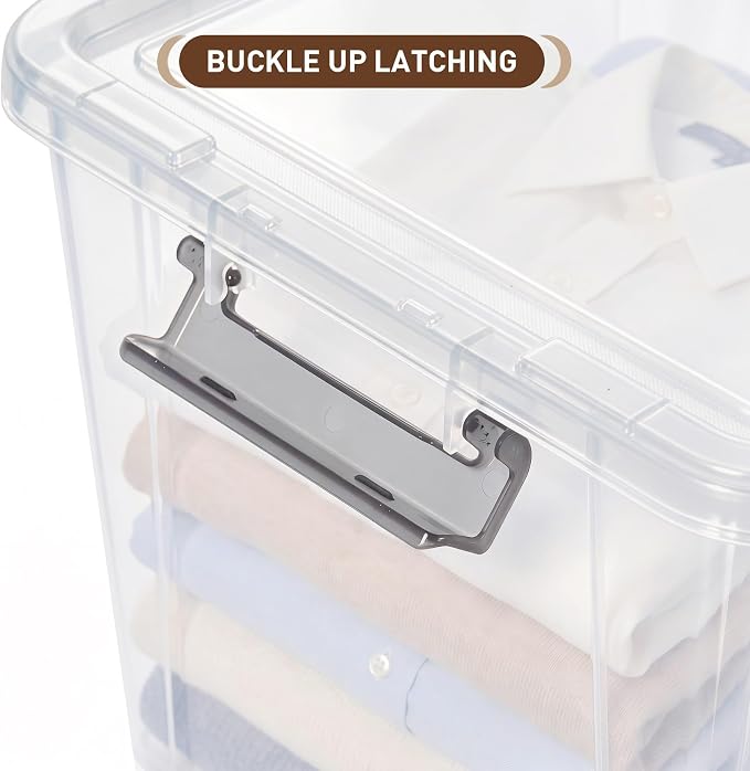 Citylife 6 Packs 44.4 QT Plastic Storage Bins with Lids Large Stackable Storage Containers for Organizing Clear Storage Box for Garage, Closet, Kitchen - Image 3
