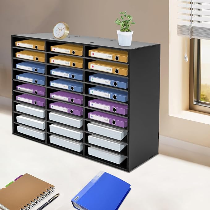 Mail Sorter Organizer, Black Mailbox for Classroom, 27 Compartments Literature Organizer, Desktop File Sorter, Paper Organizer for Home School Office (27 Slots Black) - Image 3