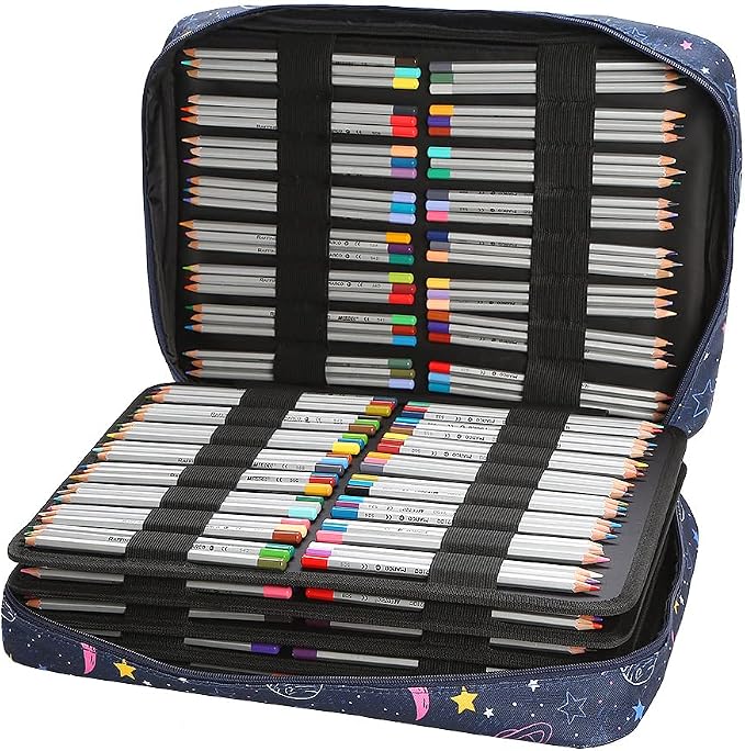 Lbxgap Portable Colored Pencil Case 480 Slots Pencil Case or 320 Gel Pen Case Large Capacity Pencil Organizer with Handle Strap Handy Colored Pencil Box for Artist | Large MultiLayer Watercolor Pen Bag w/Zipper Front Pocket for 480 Colored Pencils/320 ... - Image 5