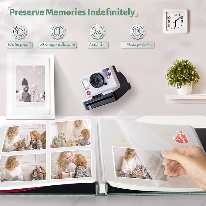 Artfeel Photo Album Self Adhesive Scrapbook,120 Pages Large Photo Book for 4x6,5x7,8x10 Pictures,DIY Album for Baby Wedding Family Travel Birthday,with Metallic Pen and Scraper - Image 2