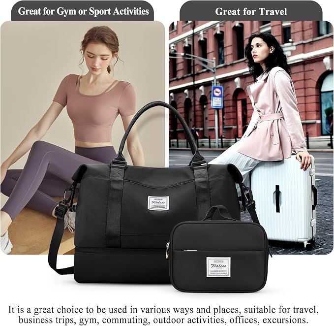 Weekender Bags for Women, Personal Item Travel Bag with Shoes Compartment | Overnight Travel Duffel Bag with Toiletry Bag, Airplane Friendly Carry-On Bag - Image 7