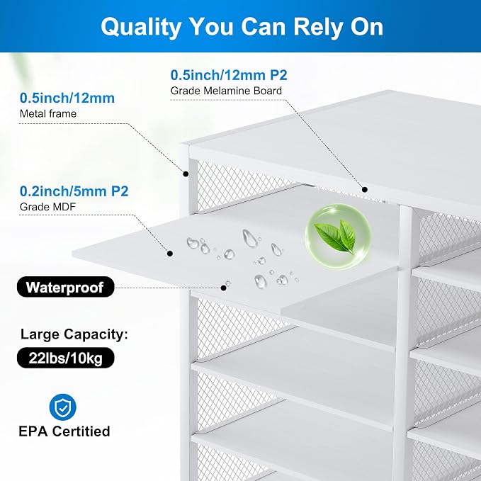 Mail Sorter for Desk, Countertop Literature Organizer, Student Mailbox for Classroom, Desktop Bill Paper Holder Rack for Office Home School, 12 Compartments, White - Image 7