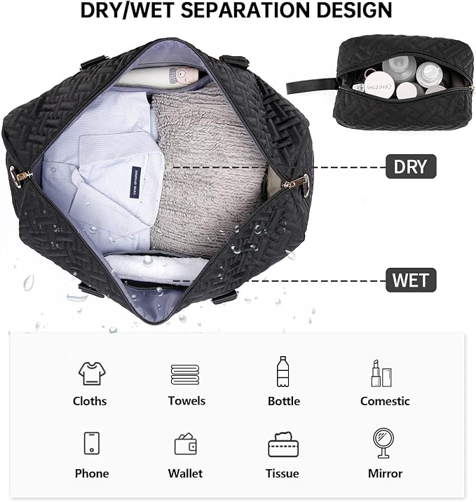 Duffle Bag for Travel, Weekender Bag with Shoe Compartment, Carry On Overnight Bag for Women with Toiletry Bag, Gym Bag with Wet Pocket, Hospital Bags for Labor and Delivery Beige - Image 4