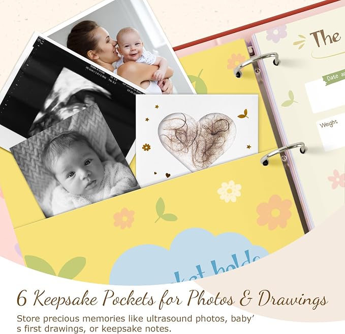 Kasfalci Baby Memory Book – Baby Book Keepsake Pregnancy Journal, Gender Neutral Photo Album and Milestone Scrapbook for Boy or Girl to Record Memories from Pregnancy to Age 5,Newborn Books - Image 6