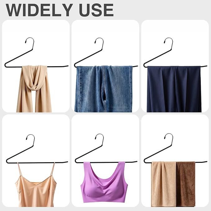 Korpai 40-Pack Open Ended Pants Hangers,Non Slip Space Saving Jean Hanger | No Creases Rubber Coating Heavy Duty Metal Pants Hangers,Trouser Hangers for Jeans,Slack,Skirt,Scarf,Blanket,Ties ect Black - Image 6