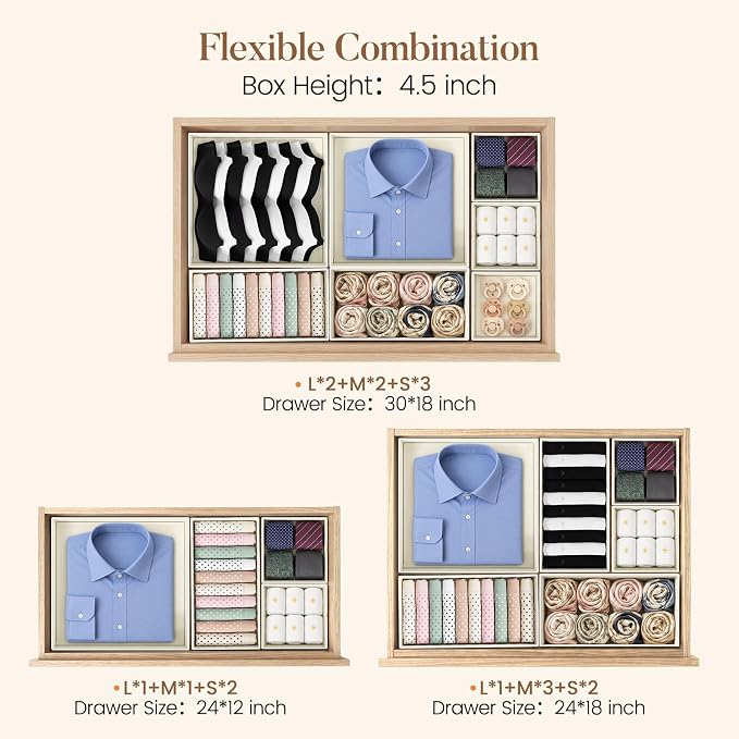 Drawer Organizer Clothes 10 Pack Washable Fabric Closet Storage Bins Flat Bottom Board Dresser Dividers for Bedroom Wardrobe Nursery Clothes Socks Underwear Bins, Black - Image 7